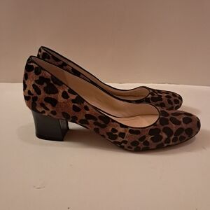 Cole Haan Heels Women's 10.5 Leopard Print Genuine Fur Dyed Cow Formal Evening